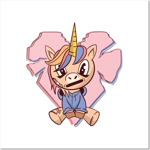 Broken Heart Anime Unicorn Wall Art by MajorCompany